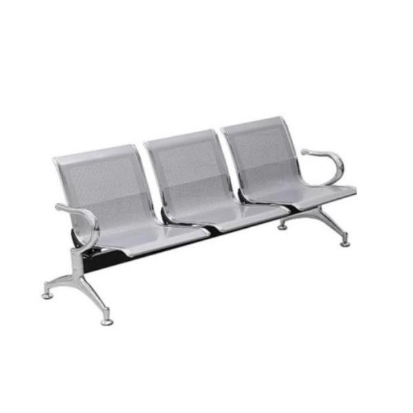 Longarina 03 Lugares Com Braços Conchas Metálicas