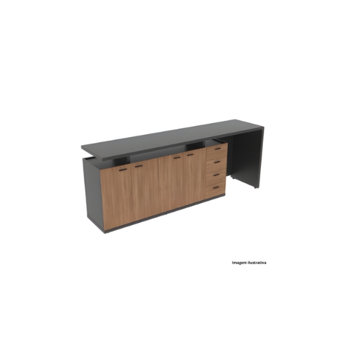 Armário Credenza Com Aparador Astamobili Bazz 4 Portas 2600x600x1000mm