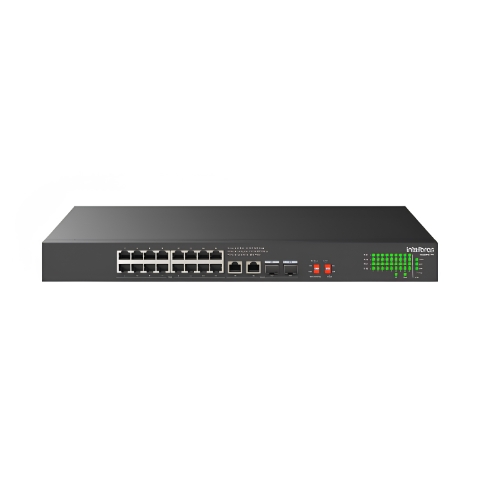 Switch De Acesso Intelbras S1120G-PA 16 Portas Gigabit PoE + 2 Portas SFP Bivolt