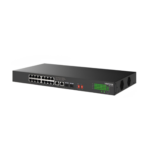 Switch Intelbras S1120G-PA 16 Portas Gigabit PoE Com 2 Portas SFP