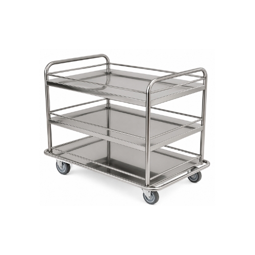 Carro Transporte Inox GF-Belacci 1033HO Com 3 Prateleiras