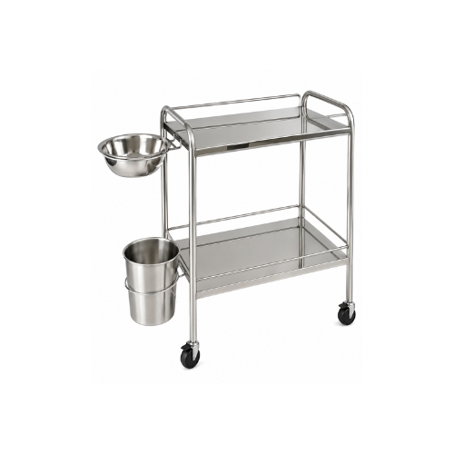 Carro Para Curativo GF-Belacci 1027HO Em Aço Inox Com Balde E Bacia