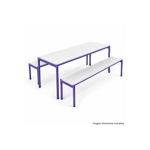 Conjunto De Refeitório Infantil Mesa Com 2 Bancos