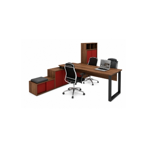 Mesa Executiva Em L Layout MUR.DIR 1,80m Com Armário Lateral