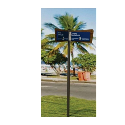 Placa De Identificação De Vias Públicas Com Mastro Em Inox 625 x 345mm