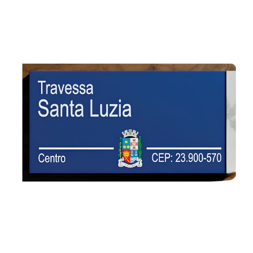 Placa De Identificação De Vias Públicas 625 x 345mm Em Aço Inox