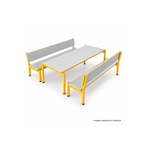Conjunto De Refeitório Adulto Mesa Com 2 Bancos