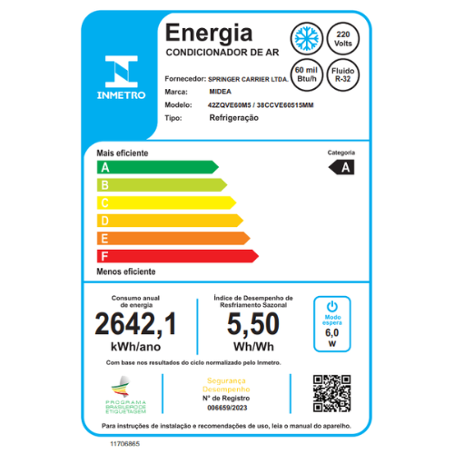 Ar-Condicionado Midea 60.000 Btus 42ZQVE60M5.38CCVE60515MM