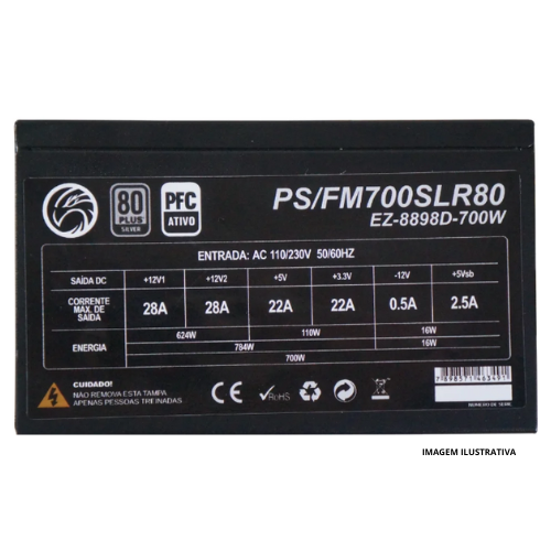 Fonte ATX Brazil PC 700W Pro Full Modular 80 Plus Silver PS/FM700SLR80 EZ8898D-700W BOX
